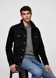 Black Denim Jacket Men Mango Man Usa Black Denim Jacket Men Denim Jacket Men Black Denim Jacket