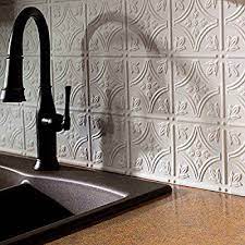 Amazon Com Fasade Easy Installation Traditional 1 Matte White Backsplash Panel For Kitchen And Bathrooms 18 S Tin Backsplash Kitchen Faux Tin Tiles Tin Tiles