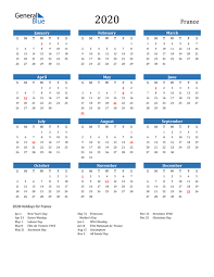 2020 Calendar France With Holidays In 2020 Excel Calendar Template Calendar Template Calendar Printables