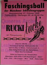 Auch das publikum ist locker auch, wenn es gemischt ist jeder wird akzeptiert, wie er ist. Munchner Aids Hilfe Cafe Regenbogen Et Al 1995 Faschingsball Der Munchner Schwulengruppen Digitales Archiv