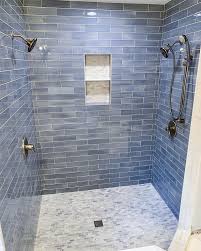 The million dollar blend is composed of gosh white, lustre antique mirror, rain cloud, and. A Color Story Blue The Tile Shop Blog Blue Bathroom Tile Shower Remodel Blue Shower Tile