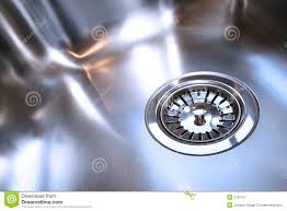 shiny new kitchen sink drain stock