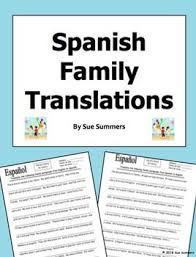 Spanish Family Translation English To Spanish And Spanish To English Spanish English Sue Summers Spanish