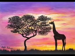 In this short, step by step, watercolor demo — you will study how to paint a simple seascape watercolor painting. Giraffe Silhouette Sunset Acrylic Painting Tutorial For Beginners Step B Sunset Painting Acrylic Sillouette Painting Silhouette Painting