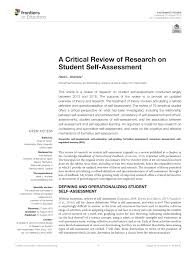Pdf A Critical Review Of Research On Student Self Assessment