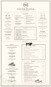 Art Of The Menu Nueve Nueve Restaurant Menu Design Menu Design Menu Layout