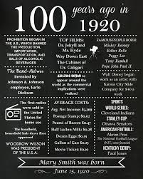 Personalized 100th Birthday Chalkboard Poster 1921 Facts Etsy 100 Years Celebration Chalkboard Poster Birthday 100th Birthday