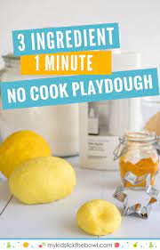 1 Minute No Cook Playdough 3 Ingredients Couldn T Be Easier Easy Playdough Recipe Cooked Playdough Playdough Recipe