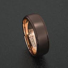 Mens Wedding Band Rare 8mm Dark Espresso Collection Brown Rose Gold Step Edge Mens Wedding Bands Wedding Bands Wedding Men