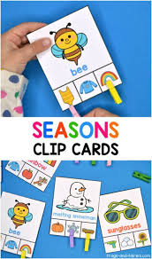 Seasons Clip Cards Critical Thinking Frogs And Fairies Preschool Learning Activities Preschool Activities Clip Cards