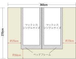 ベッドのサイズと 4畳半 6畳 8畳 寝室の大きさ別レイアウト例 4畳 8畳 レイアウト 8畳
