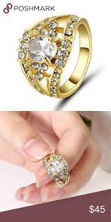 18k Yellow Gold Filled White Zircon Wedding Ring White Gold Diamond Rings Solid Gold Jewelry Amethyst And Diamond Ring