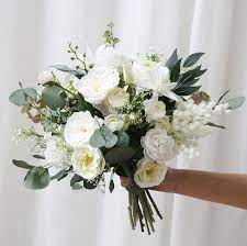 Creamy White Austin Rose Ranunculus Bouquet For Etsy Simple Wedding Bouquets Flower Bouquet Wedding White Bridal Bouquet