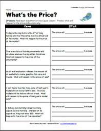 Students Identify The Cause Effect Relationships Between Supply Demand And The Price They Pay In Economics Lessons Social Studies Worksheets Teaching Economics