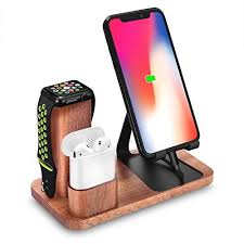 Apple watch is a worthy product than other using these charging station you can charge your apple watch as well its paired apple iphone at the same time and on the same charging stand. Wooden Apple Watch Airpods And Iphone Charger Apple Charging Station Cell Phone Stand Charging Dock Station Docking Station