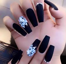 Black Acrylic Nails Coffin Shape Designs Pin By Bekah Call On Nails Black Nail Designs Coffin Nails Long Matte Nails Design