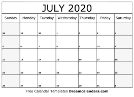 July 2020 Calendar Printable Template In 2020 Calendar Printables Calendar Template Printable Calendar Template