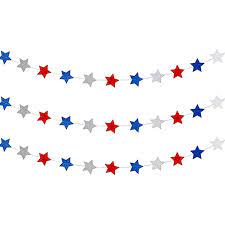 Amazon Com Frienda Red White Blue Star Streamers Patriotic 4th Of July Decorations Sparkling Star G 4th Of July Decorations Star Garland Patriotic Decorations