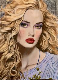 just a girl with her bunny....pencil, colored pencils