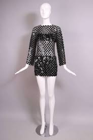 1969 Paco Rabanne Black Rhodoid Disc Mini Dress Mini Dress Paco Rabanne Fashion
