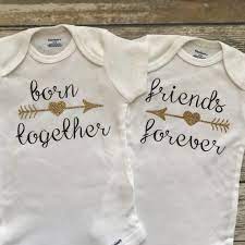 Born Together Friends Forever Twin Onesies Twins Baby Etsy Twin Baby Shower Gifts Funny Baby Onesies Girl Baby Girl Onesies