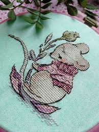 64w x 61h dmc colors: Opossum Field Mouse Babies Blossoms Counted Cross Stitch Pattern Pdf Embroidery Kits How To Safarni Org