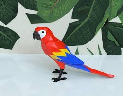 Parrot Papercraft Parrot Parrot Toy Parrot Plush Parrot Stuffed Parrot Statue Macaw Papercraft Birds Paper Model Home Decor Crafts Bird Paper Craft Paper Crafts Parrot