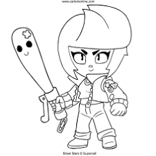 Bibi is an epic brawler who attacks with a baseball bat, hitting enemies in a close range arc. Brawl Stars Coloring Page