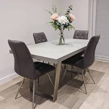 Safavieh lester dining chairs, set of 2, gray and bone stripe, fabric, espresso by safavieh (7) $585$749. Caspian Concrete Effect 160cm Dining Table 4 Grey Fabric Chairs