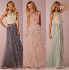 2016 Boho Two Pieces Lace Crop Top Tulle Bridesmaid Dresses Long Burgundy Prom Gowns Vestido De Festa Con Immagini Abito Damigella D Onore Abiti Da Damigella Abiti Da Festa