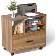 A vertical file cabinet helps you maximize a corner space. Loon Peak Wood Lateral File Cabinets Office Filing Cabinet With Wheels Mobile File Cabinet With 1 Drawer And Adjustable Shelf For Home Office Walnut Wood Wayfair