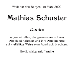 Traueranzeigen von Mathias Schuster