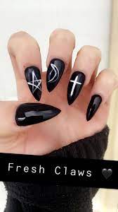 Sharp Black Moon Nails Moon Nails Nails Holloween Nails