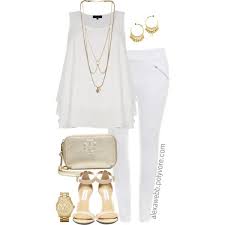 Plus Size White Gold Created By Alexawebb On Polyvore Fashion Plus Size Outfits White Party Outfit