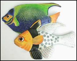 Tropical Fish Wall Hanging Hand Painted Metal Tropical Decor 12 X 17 Derevyannye Proekty Risunki Krasochnye Ryby