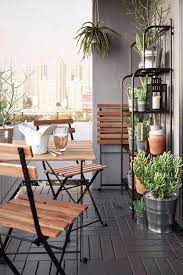 Tarno Table 2 Chairs Outdoor Black Acacia Gray Brown Stained Light Brown Stained Steel Ikea Small Balcony Decor Apartment Patio Decor Balcony Decor