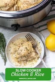 The Easiest Set It And Forget It Chicken And Rice Recipe Chicken Thighs And Rice Coo Crockpot Chicken Legs Chicken Thigh And Rice Recipe Easy Crockpot Chicken
