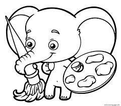 Have a great time in our website, the coloring kid team. Baby Elephant Who Paint Coloring Pages Printable