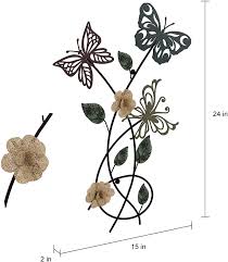 Download Buy Lavish Home Garden Metal Wall Art Hand Painted 3d Butterflies Flowers For Modern Farmhouse Rustic Home Or Office Decor 15 L X 2 W X 24 H Multicolor Online In Vietnam B07grpvrzw