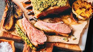 Tie the beef to ensure even cooking. Green Herb Crusted Rack Of Lamb With Mint Yoghurt Sauce And Ratatouille Recipe