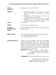 Gotong royong asalnya dari kata gotong yang mengandung arti bekerja kemudian royong yang berarti bersama. Laporan Aktiviti Program Gotong Royong