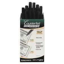 Counterfeit detector pen detects bad bills by marking a line on the bill; Dri Mark Smart Money Counterfeit Bill Detector Pen For Use W U S Currency Dozen Dri351r1 Walmart Com Walmart Com