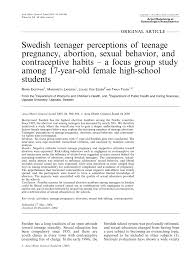 Getting pregnant and having a child will change your lifestyle. Pdf Swedish Teenager Perceptions Of Teenage Pregnancy Abortion Sexual Behavior And Contraceptive Habits A Focus Group Study Among 17 Year Old Female High School Students