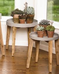 Our Terra Plant Stands Pair Perfectly With Succulents And Other Plant Collections Acacia Wood Base With 2 Wooden Plant Stands Indoor Plant Shelves Plant Table