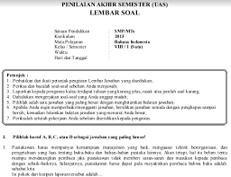 Rpp kelas 2 tema 3 subtema 2 pb 3. Contoh Soal Uas Pas Bahasa Indonesia Kls 8 Smp Semester 1 Beserta Kunci Jawaban Soal Try Out Sd Smp Sma