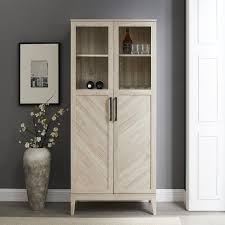 Chevron China Cabinet In 2020 Wall Cabinets Living Room Glass Cabinet Doors Tall Cabinet Storage