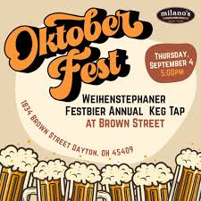 Oktoberfest is HERE! 🍺🥨 Join us at our Brown Street location TODAY at 5pm  for the annual Weihenstephaner Festbier keg tap! And starting today, all  Milano's locations are serving up our German-inspired