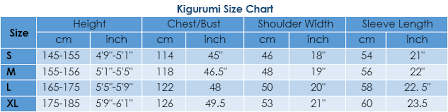 Kigurumi Size Chart By Literallion Fur Affinity Dot Net