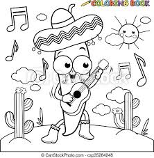 By pepper ferguson2 comments on how to find great coloring pages. Cartoon Mariachi Chili Pepper With Guitar Black And White Coloring Page Vector Black And White Illustration Of A Mariachi Canstock