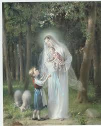 Catholic Print Picture Mary Jesus With A Little Girl By Simeone 8x10 Mary And Jesus Blessed Mother Mary Catholic Print